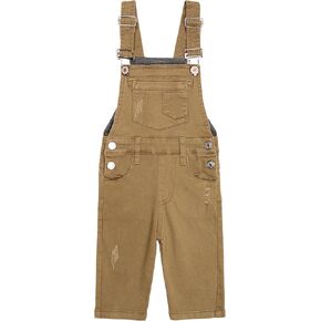 KIDSCOOL SPACE Baby Little Girls Canvas Overalls,Toddler Boys Ripped Holes Casual Workwear