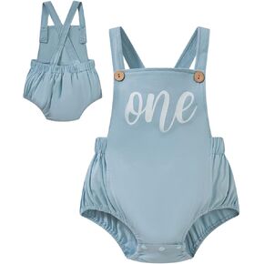 Infant Baby Boys Girls Boho First Birthday Outfit Cake Smash Photo Shoot Backless Overalls Romper