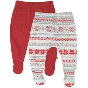 HonestBaby 2-Pack Footed Pants Roomy Fit Pull on Bottoms 100% Organic Cotton for Infant Baby Boys, Girls, Unisex