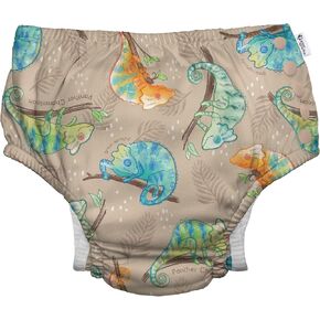 i play. by green sprouts Reusable, Eco Snap Swim Diaper with Gussets, UPF 50, 4T, Sand Panther Chameleon - Biodiversity, Patented Design, STANDARD 100 by OEKO-TEX Certified