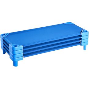 Vevor القابلة للتكديس كول ، حزمة من 4 ، صفراء قيلولة صغيرة الحجم ، الحجم القياسي 52 "L x 23" W Daycare COTS للأطفال ، أسرّة رعاية نهارية في فصل ما قبل المدرسة للنوم ، الراحة ، الأزرق ، الأزرق