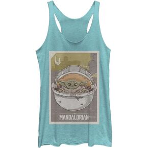 Star Wars Junior's Mandalorian Baby Tri-Blend Racerback Layering Tank, Tahiti Blue, Medium