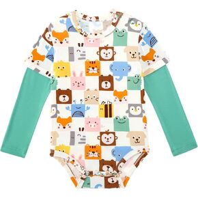 Baby Boys Girls Bodysuit-Viscose Made from Bamboo, Long Sleeve Romper Soft Outfits for Infant Cute Clothes