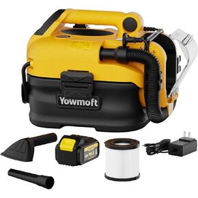 3 in 1 Shop Vac Cordless and Corded, Versatile Power Source with Tire Inflator and Blower Function, 2.5 Gallon Portable Shop Vacuum Wet and Dry for Dewalt 20V Battery, Small Shop Vac (with Battery)