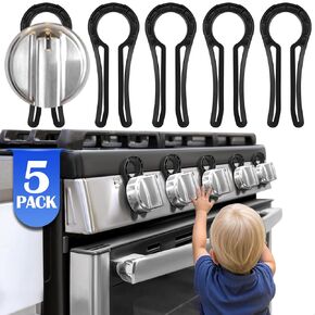 Stove Knob Safety Covers for Child, Gas Stove Knob Locks, Stove Knob Safety Cover for Baby and Pet (Black)