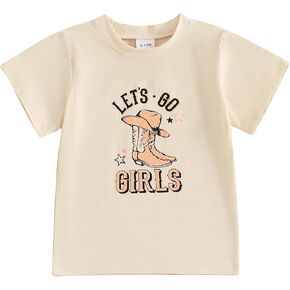 Toddler Baby Girls Western Cowgirl T-Shirt Kids Short Sleeve Funny Rodeo Graphic Summer Tee Tops