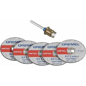 Dremel EZ406-02, EZ - Lock Starter Kit, 1 1/2-Inch (38.1 mm) Wheel Diameter, 5 Piece Fiberglass Reinforced Cut-Off Wheels and EZ402 Mandrel Included, Rotary Tool Cutting Disc Accessories - Pack of 2