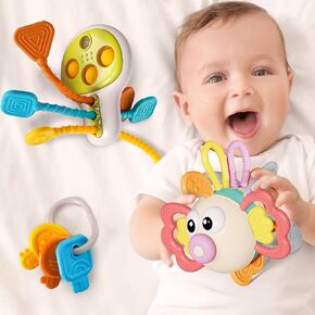 iPlay, iLearn Baby Toy 6-12 Month, Infant Fish Teething Sensory Toy, Toddler Busy Key Activity Fidget Toys, Montessori Learning Development, Carseat Travel Birthday Gift 9 18M 1 2 Year Old Girl Boy