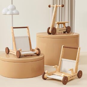 Wooden Baby Walker, 4-In-1 Montessori Baby Push Walker, Adjustable Speed Baby Walker Toys for Boys and Girls, Toddler Balance Bike, Growing Educational Learning Push Birthday Toy Gifts for Kid