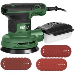 Prostormer 5-Inch Random Orbital Sander with 21PCS Sandpapers, 8000-13000RPM, 2.6AMP Palm Sander with 6 Variable Speeds, Dust Collection For Polishing, Sanding