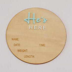 YongPan Hello World Birth Announcement Disc,She’s Here or He's Here Newborn announcement, Baby Announcement Signs for Newborns (Circle)