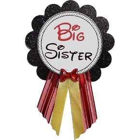 Baby Shower Pin Big Sister Button Pins Mouse Red Black Bow Ties and Bows It's a Boy for the big girl to wear It's a Girl Baby Sprinkle