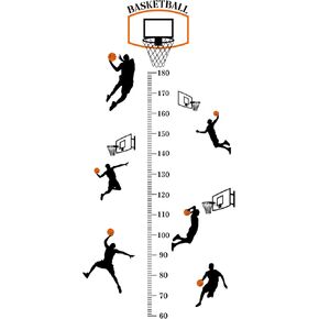 SUPERDANT 2 Sheets/Set Cartoon Height Growth Chart Wall Sticker Basketball Shooting Sports Self-Adhesive Cartoon Height Wall Decal for Play Room Nursery Bedroom Living Room Decor 35"x11"