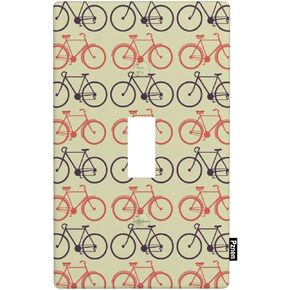 Bicycle Single Toggle Switch Covers Switchplates Vintage Bikes Wheel Gear City Vehicle Brown Red Black Farmhouse 1-Gang Toggle Wall Plate for Teen Boy Girl Room