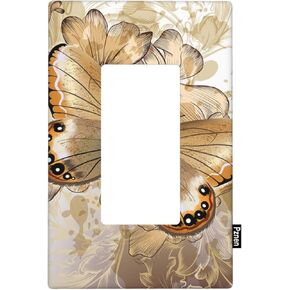 Butterfly Light Switch Cover Gold Butterfly Dancing in The Flowers Rocker Switch Plate Covers for Teen Boy Girl Room