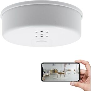 WiFi Camera Smoke Detector, HD 1080P Nanny Camera for Home Office Security Surveillance Camera, Wireless Mini Detector Camera with Remote View/Night Vision/Motion Detection No Audio