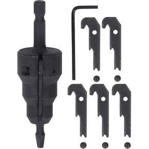 Power Conduit Reaming Tool Kit 1/4 Inch Shank Pipe Reamer with 5 Replacement Blades for Electrical Metal Conduits