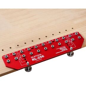 RUITOOL Shelf Pin Jig 11 Holes, Self-contained Clamping Function All Metal Shelf Pin Drilling Jig with 1/4" and 5mm Drill Bit, Shelf Hole Jig and Cabinet Hardware Jig Tool Drill Guide with Storage Bag
