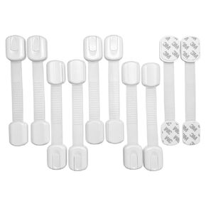 Child Safety Cabinet locks,10 pieces With extra 3M Adhesive Drawer locks for baby proofing Adjustable Straps, No Drilling for Cupboard,Doors, fridge and drawer (10 Pack)