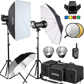 Godox 800W Professional Studio Strobe Flash Light Kit, 2-Light Godox SK400II Photo Strobe Lighting Kit for Photography, 2x400W 5600K Monolights with XT-16 Flash Trigger, Softbox, Light Stands