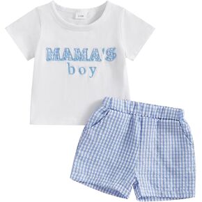 Mamas Boy Baby Clothes Baby Boy Summer Outfit Short Sleeve T Shirt and Shorts Toddler Boy Short Set