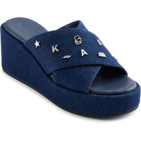 KARL LAGERFELD Women's Cushioned Insole Everyday Caleigh-X Band Wedge Sandal Oxford Flat