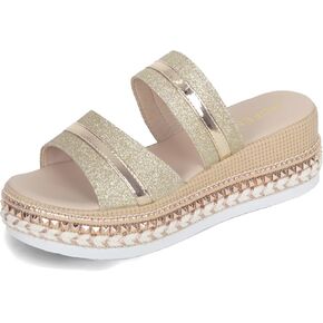 Women Platform Sandals Espadrille Slip on Open Toe Boho Wedge Sandals for Women Dressy Casual Summer