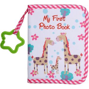 Baby Photo Albums, Soft Polyester Baby Album Photo Book Holds 17pcs 4X6" Pictures with Hook Colourful My First Family Photo Album Baby Memory Book for Newborn Toddler Kids(Giraffe)