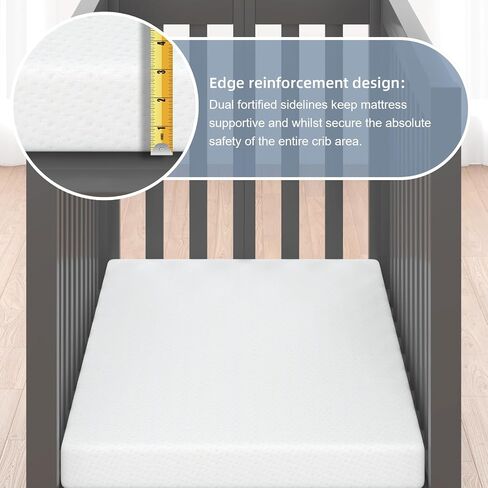 3 Inch 38x26 Mini Crib Mattresses, Pure White Breathable Soft Cover & High Density Firm Support Foam, Fits to Baby Mini Bed, Indoor & Outdoor Use in Kuwait