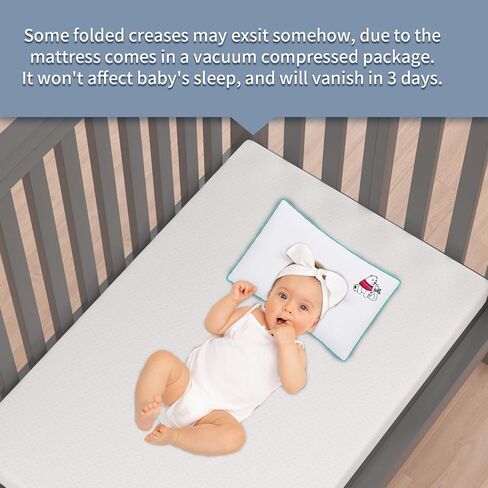 3 Inch 38x26 Mini Crib Mattresses, Pure White Breathable Soft Cover & High Density Firm Support Foam, Fits to Baby Mini Bed, Indoor & Outdoor Use in Kuwait