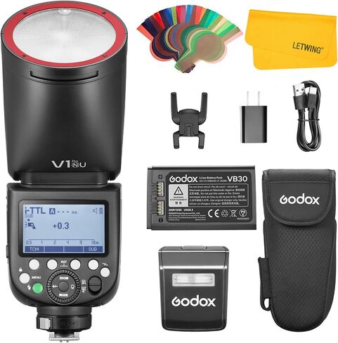 GODOX V1 Pro N V1Pro-N Round Head Flash for Nikon, 2.4G TTL Nikon Speedlite HSS 1/8000s, 2980mAh Li-ion Battery, Detachable Sub Flash SU-1, External Flash Compatible for Nikon Camera(USA Version) in Saudi Arabia