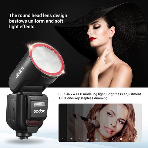 GODOX V1 Pro N V1Pro-N Round Head Flash for Nikon, 2.4G TTL Nikon Speedlite HSS 1/8000s, 2980mAh Li-ion Battery, Detachable Sub Flash SU-1, External Flash Compatible for Nikon Camera(USA Version) in Saudi Arabia