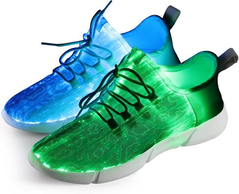 Shinmax LED Light Up Shoes for Women Men, USB Rechargeable Fiber Optic Glowing Sneakers, Luminous Flashing Shoes for Dancing, Festivals, Parties in Kuwait