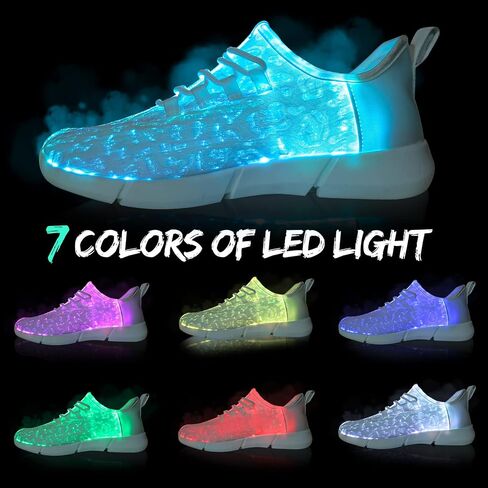 Shinmax LED Light Up Shoes for Women Men, USB Rechargeable Fiber Optic Glowing Sneakers, Luminous Flashing Shoes for Dancing, Festivals, Parties in Kuwait