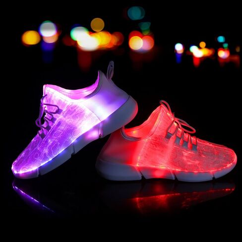 Shinmax LED Light Up Shoes for Women Men, USB Rechargeable Fiber Optic Glowing Sneakers, Luminous Flashing Shoes for Dancing, Festivals, Parties in Kuwait