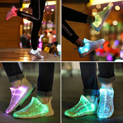 Shinmax LED Light Up Shoes for Women Men, USB Rechargeable Fiber Optic Glowing Sneakers, Luminous Flashing Shoes for Dancing, Festivals, Parties in Kuwait