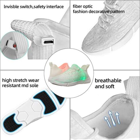 Shinmax LED Light Up Shoes for Women Men, USB Rechargeable Fiber Optic Glowing Sneakers, Luminous Flashing Shoes for Dancing, Festivals, Parties in Kuwait