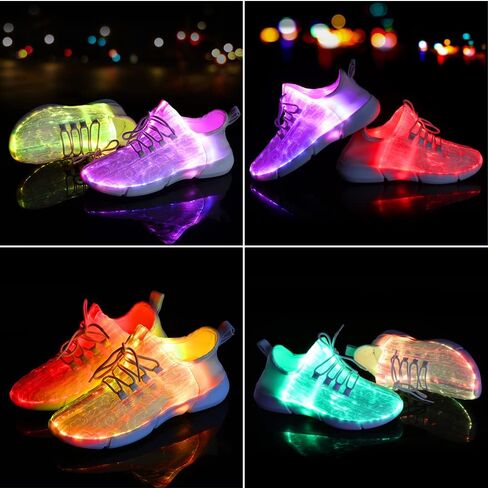 Shinmax LED Light Up Shoes for Women Men, USB Rechargeable Fiber Optic Glowing Sneakers, Luminous Flashing Shoes for Dancing, Festivals, Parties in Kuwait