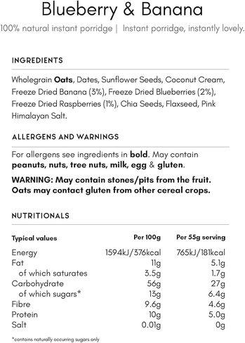 The Great British Porridge Co Blueberry Banana Porridge ، 385 Gr in Saudi Arabia