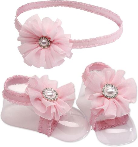 Cherished Moments "Petals Baby Barefoot Sandal and Headband Set with Flower Accent in Kuwait