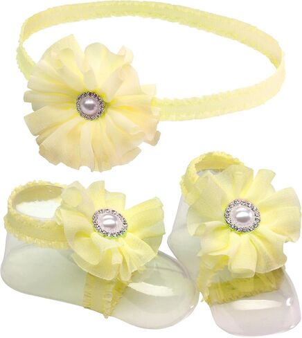 Cherished Moments "Petals Baby Barefoot Sandal and Headband Set with Flower Accent in Kuwait