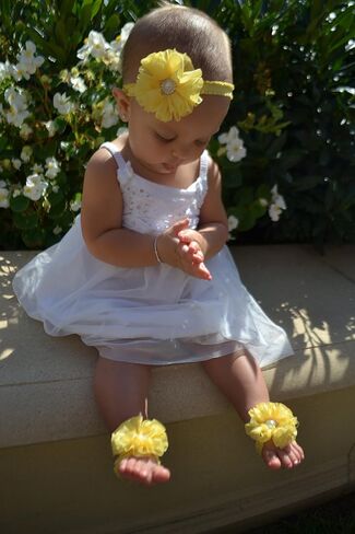 Cherished Moments "Petals Baby Barefoot Sandal and Headband Set with Flower Accent in Kuwait