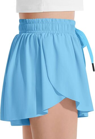 Witwot Butterfly Shorts Girls, 2-in-1 Teen/Kids Girls Flowy Shorts Skort for Running, Tennis, Dance in Kuwait