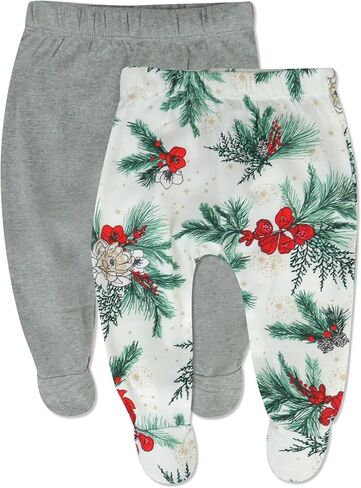 HonestBaby 2-Pack Footed Pants Roomy Fit Pull on Bottoms 100% Organic Cotton for Infant Baby Boys, Girls, Unisex in Saudi Arabia