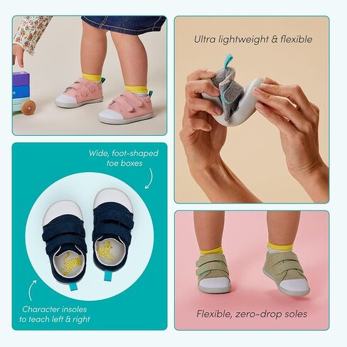 Ten Little First Walker Kids’ Shoes & Ankle Socks Bundle for Baby & Toddler Boys & Girls, Ocean Blue Shoe Size 6, Ankle Socks with Non-Skid Grips 5 Pk in Kuwait