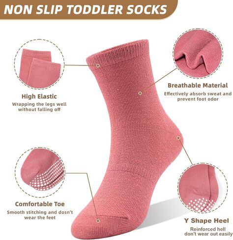 HYCLES 16 Pairs Toddler Socks, Non Slip Kid Grip Socks Gripper Boy Girl Sock for 1-7T Toddlers in Saudi Arabia