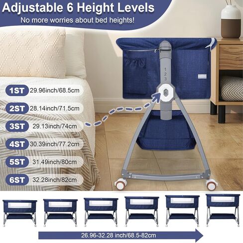 Bassinets Bedside Sleeper for Baby,YTHFGRT 3 in 1 Bedside Bassinet with 4 Auto-Lock& 6 Height Adjustable,Moises Para Nias Recien Nacidas Breastfeeding Friendly,Portable Bedside Crib for Newborn Infant in Saudi Arabia