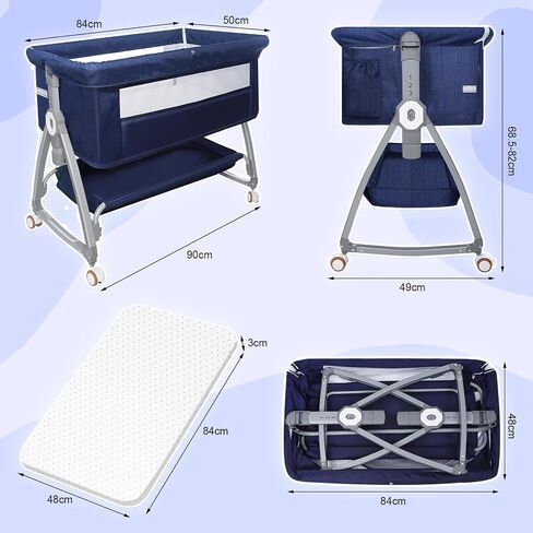 Bassinets Bedside Sleeper for Baby,YTHFGRT 3 in 1 Bedside Bassinet with 4 Auto-Lock& 6 Height Adjustable,Moises Para Nias Recien Nacidas Breastfeeding Friendly,Portable Bedside Crib for Newborn Infant in Saudi Arabia