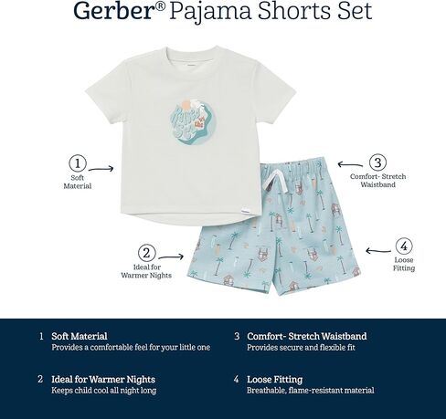 Gerber Baby Boys' 2-Piece Pajama Set Sleeve Top & Fleece Shorts in Saudi Arabia