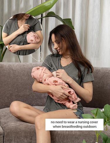 SUNNYBUY 3 Pack Women's Nursing Tops for Breastfeeding Short Sleeves Maternity Clothes Double Layer Postpartum Shirts in Saudi Arabia